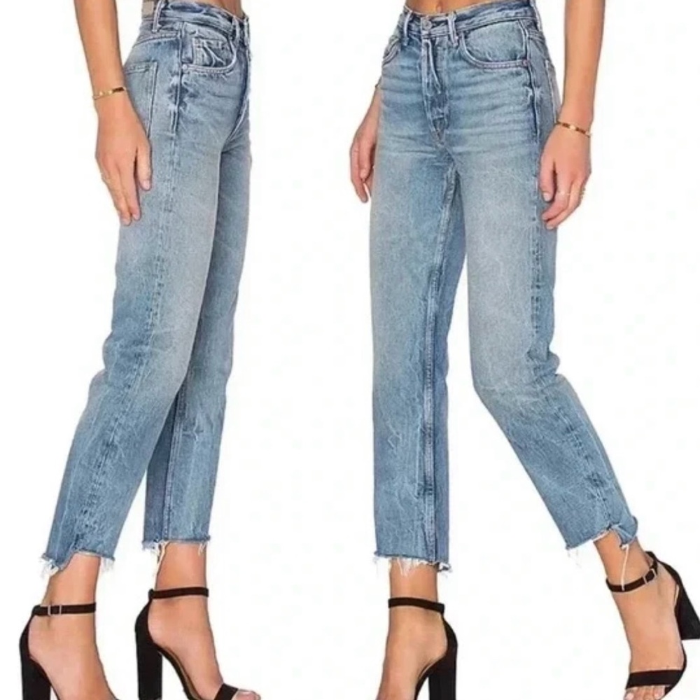 GRLFRND Petite Helena High-Rise Straight Crop Jean